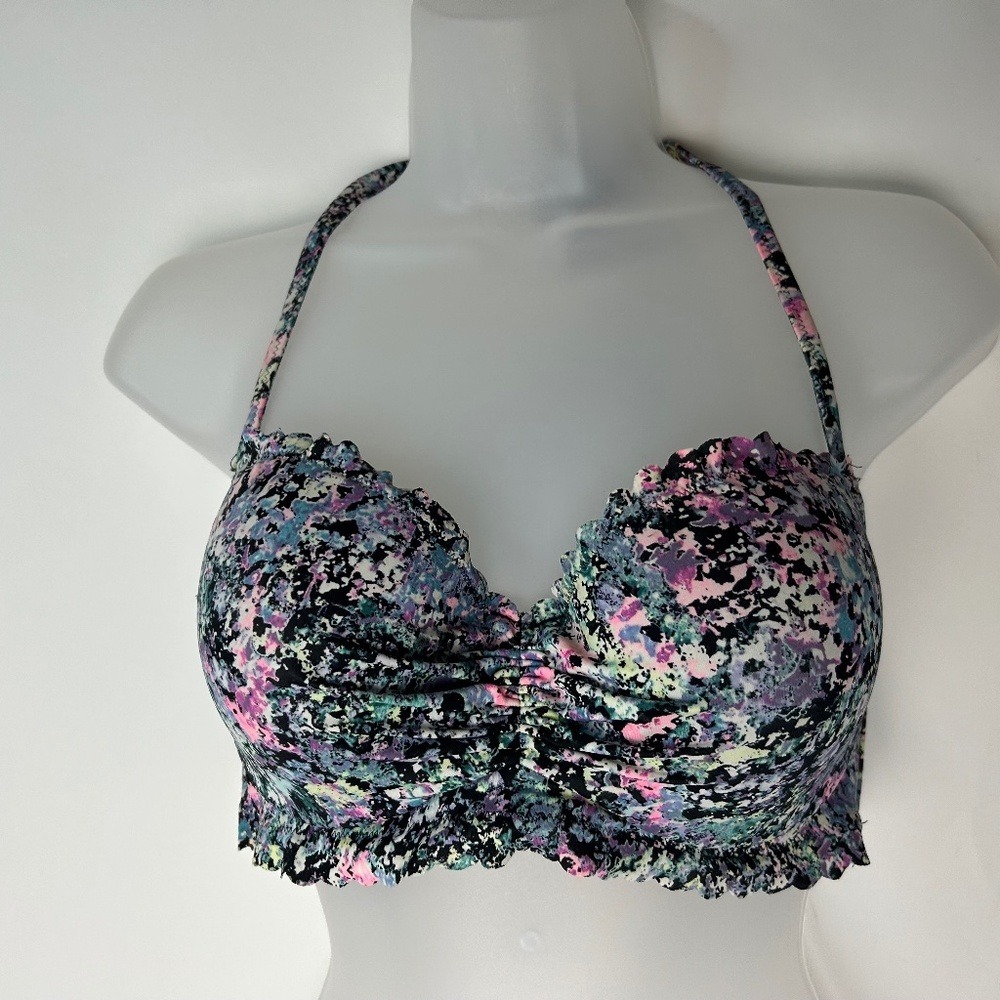 Victoria's Secret Floral Ruche Lightly‎ Padded Wire Swim Bra 34D